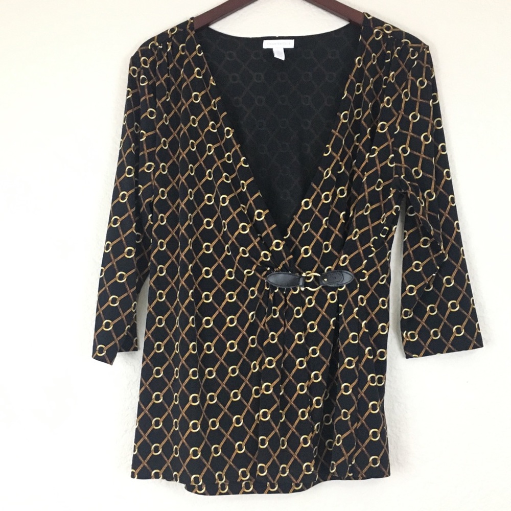 Charter Club Faux Wrap 3/4 Sleeves Top